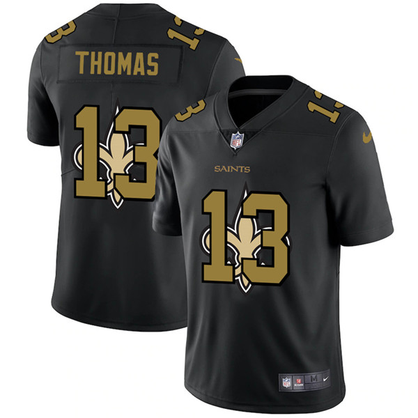 Men's New Orleans Saints #13 Michael Thomas 2020 Black Shadow Logo Limited Stitched NFL Jersey - Click Image to Close